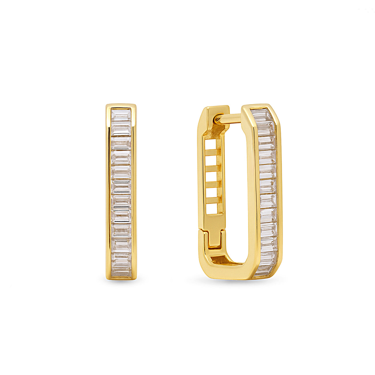 Channel Set Baguette Oval Hoops