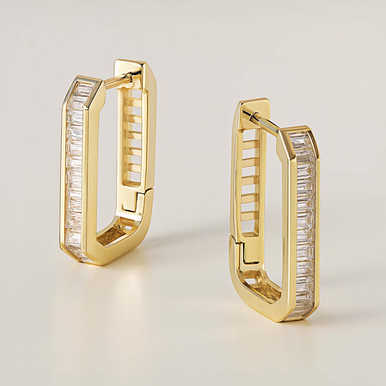 Channel Set Baguette Oval Hoops