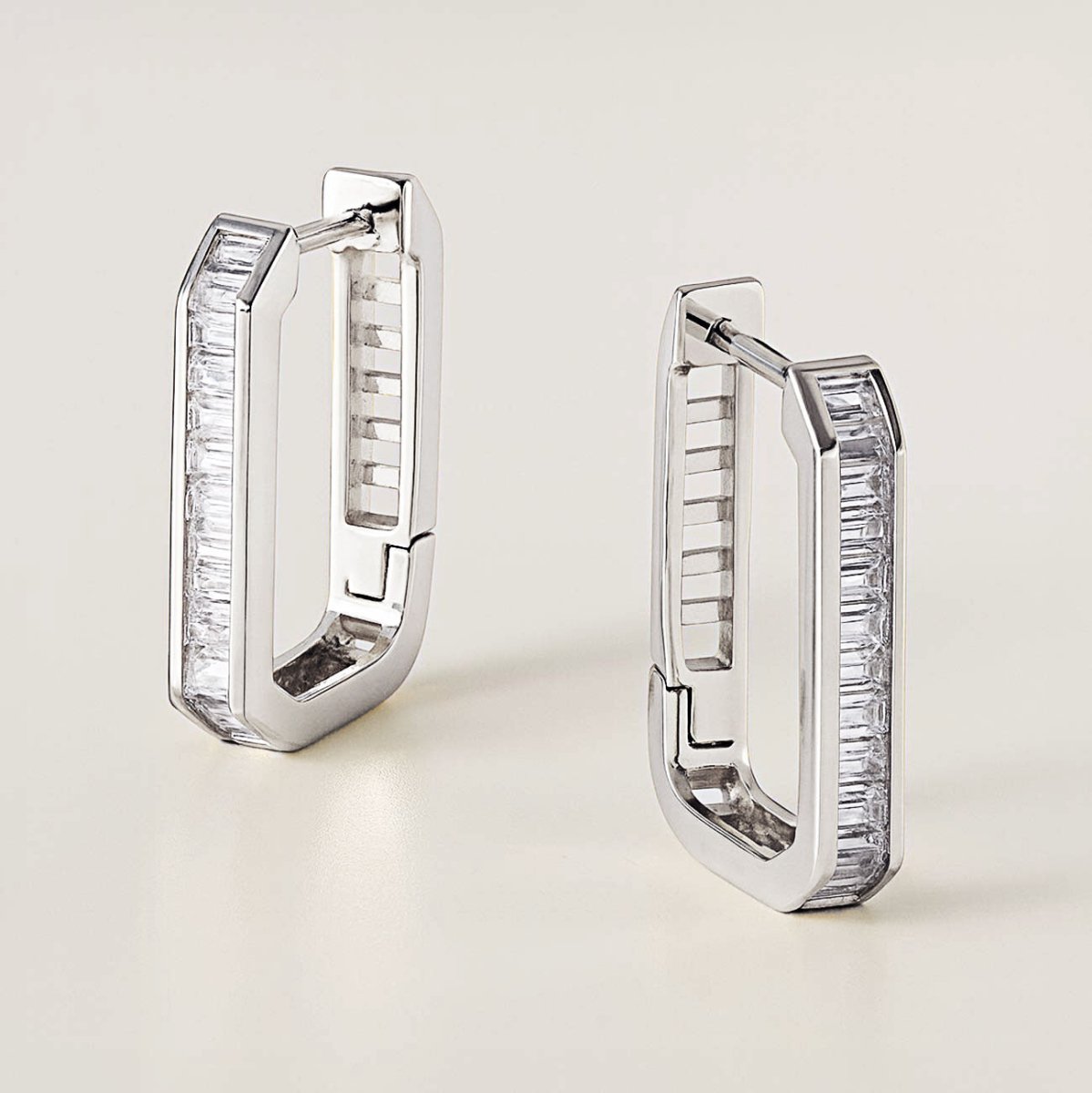 Channel Set Baguette Oval Hoops