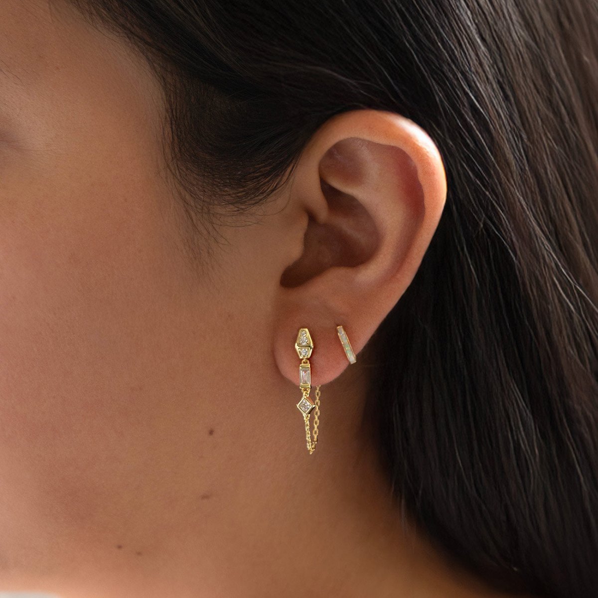 Multi Shaped Crystal Chain Earrings