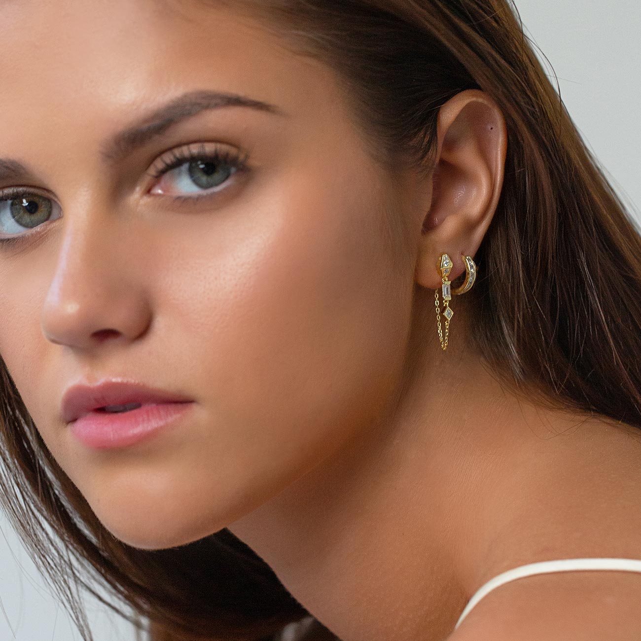 Multi Shaped Crystal Chain Earrings