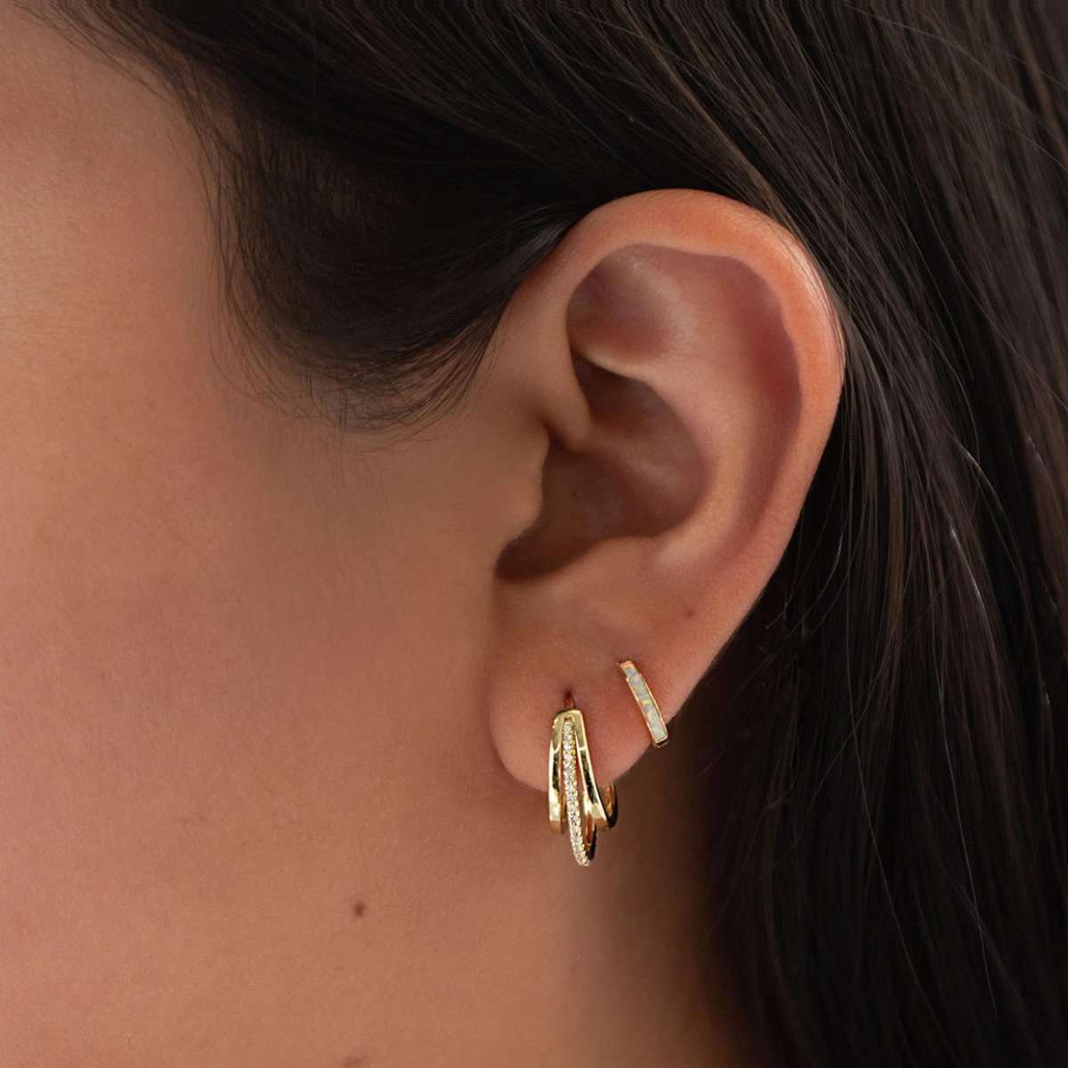 Pavé Triple Mini Hoop