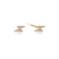 Tiny Diamond Lightning Bolt Stud Earrings