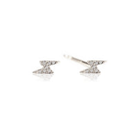 Tiny Diamond Lightning Bolt Stud Earrings