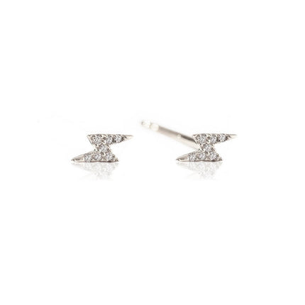 Tiny Diamond Lightning Bolt Stud Earrings