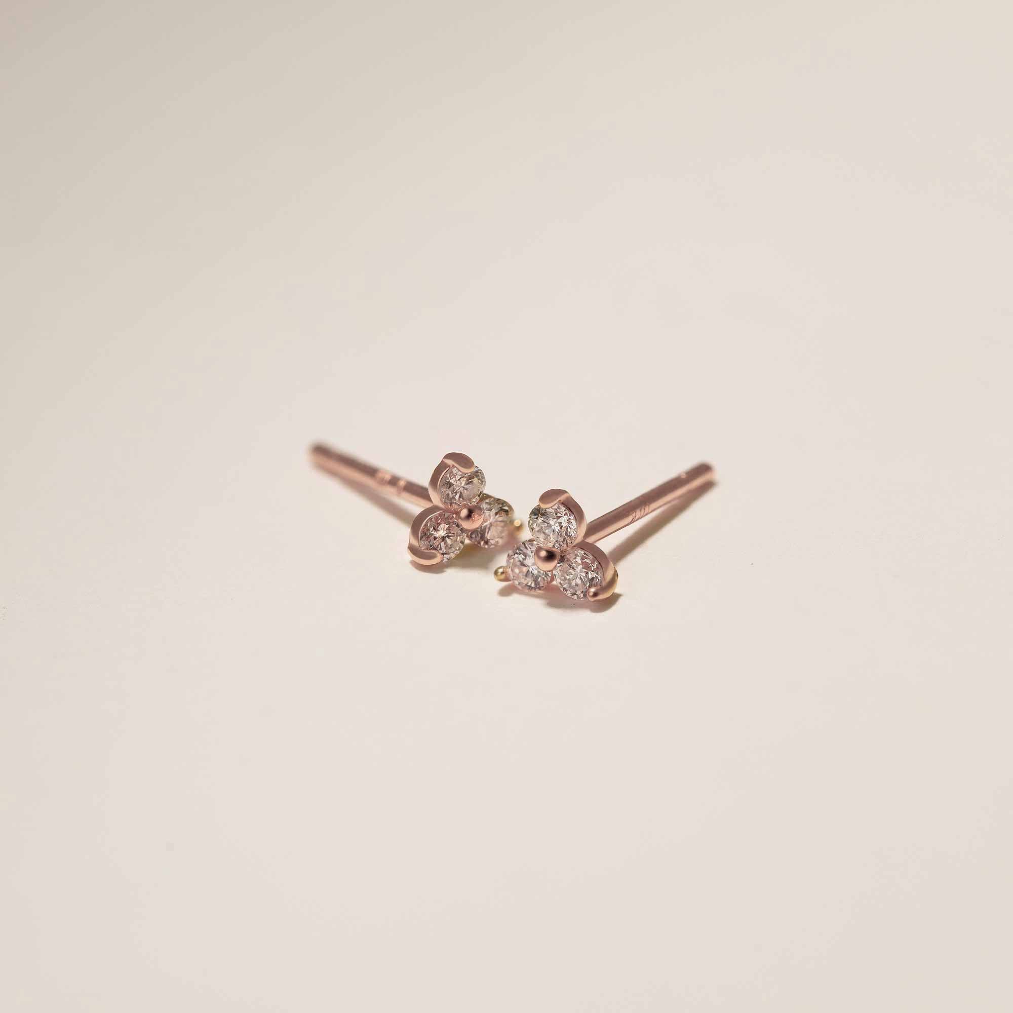 Gemstone Clover Studs White Sapphire