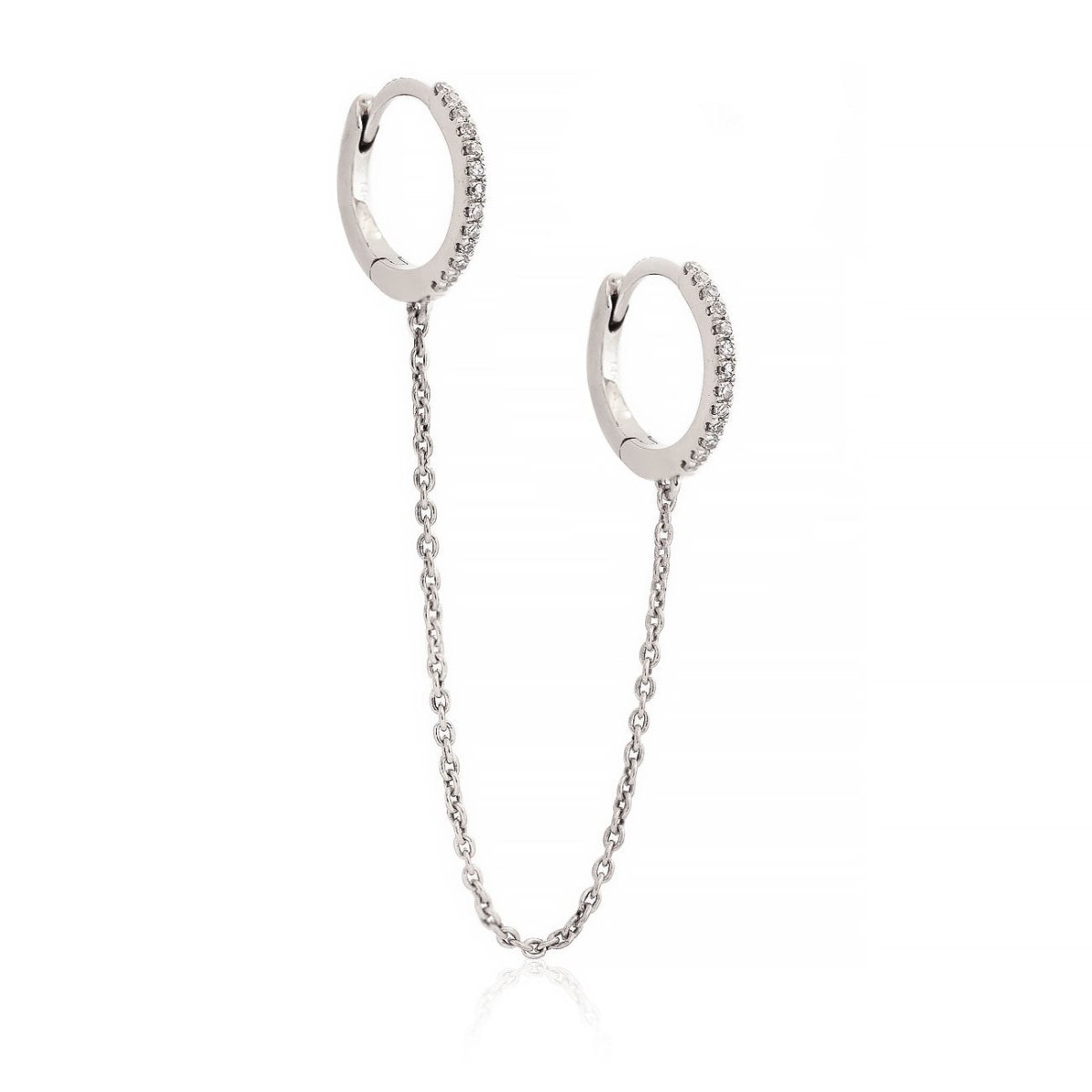 Diamond Double Huggie Chain Earring