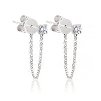 Diamond Stud Chain Earrings