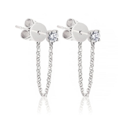 Diamond Stud Chain Earrings