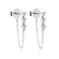 Diamond Drop Chain Earrings