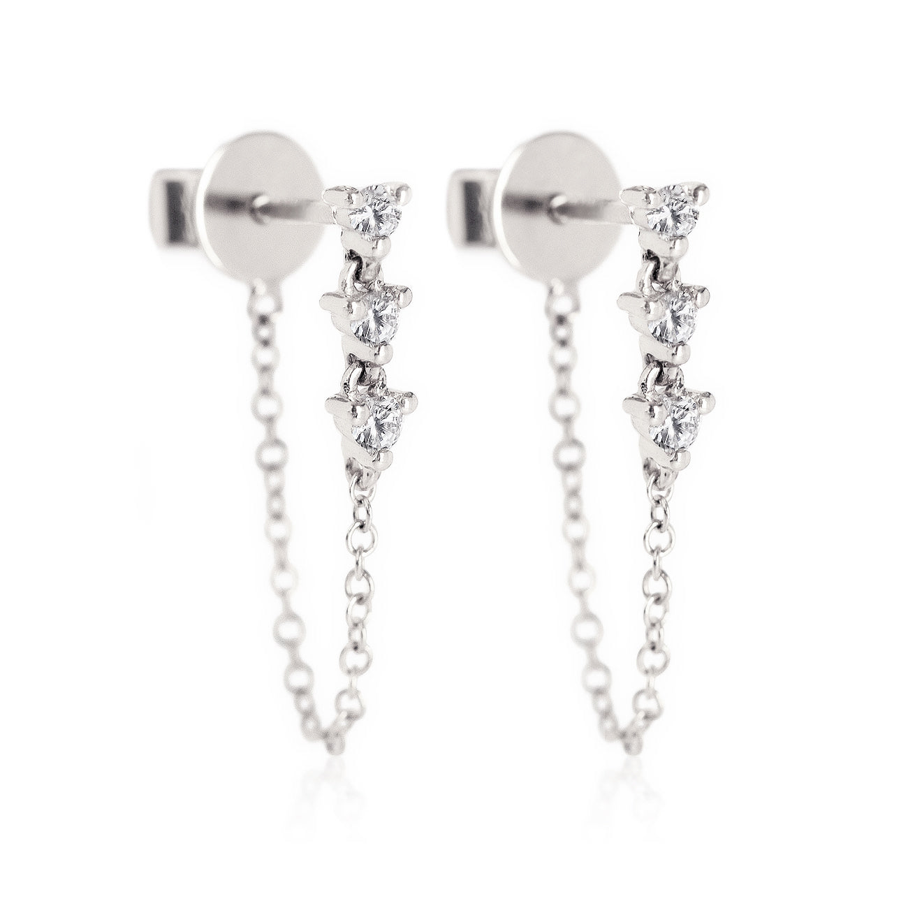 Diamond Drop Chain Earrings