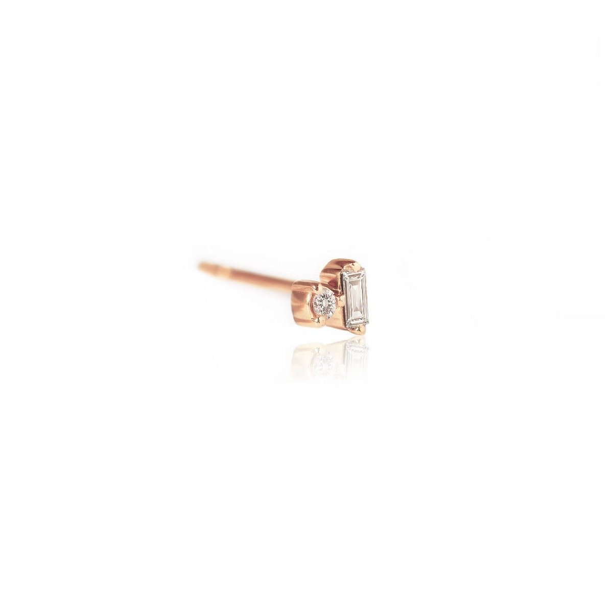 Diamond Baguette Duet Stud