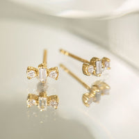 Diamond Baguette Triad Studs