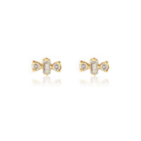 Diamond Baguette Triad Studs