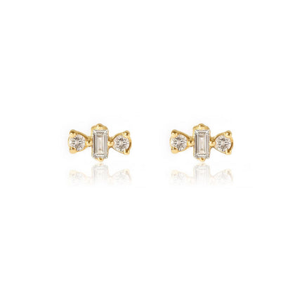 Diamond Baguette Triad Studs