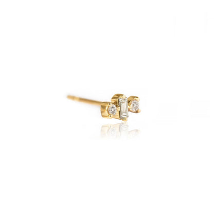 Diamond Baguette Triad Stud