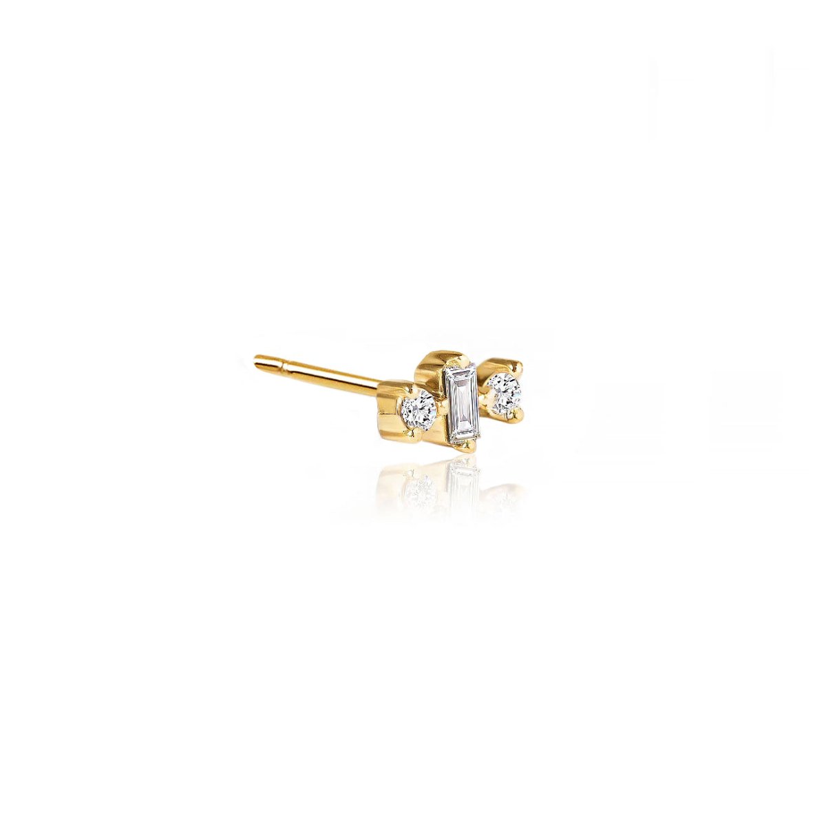 Diamond Baguette Triad Stud