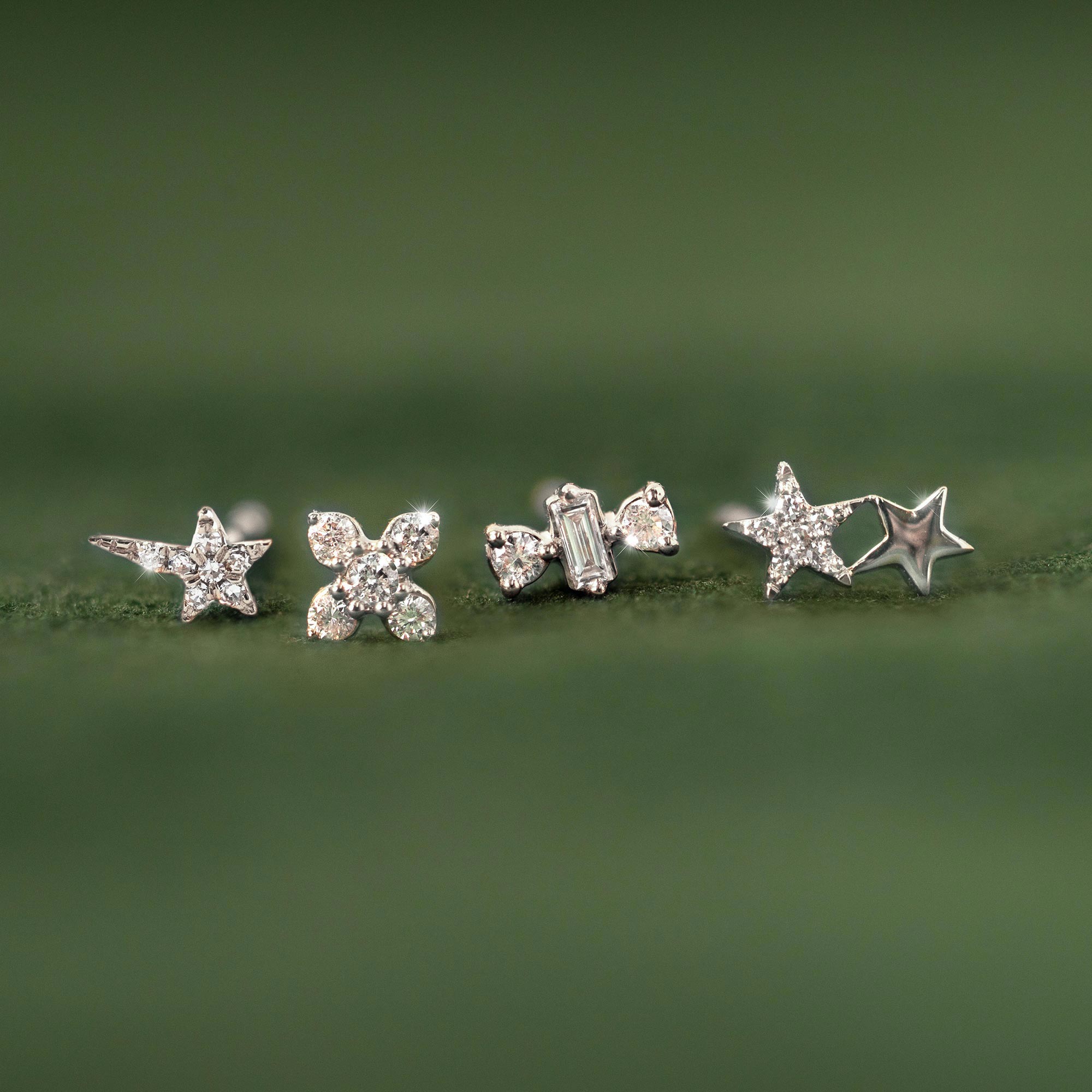 Double Star Diamond Single Earring