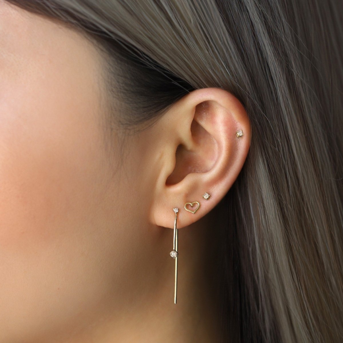 Double Micro-Diamond Threader Earrings