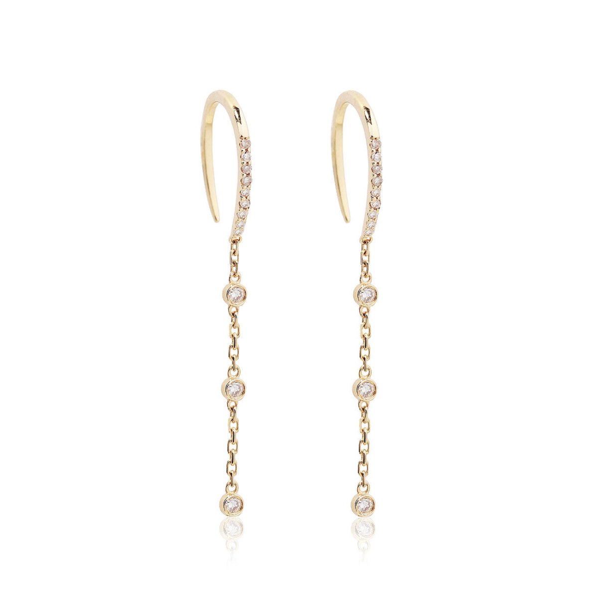 Micro Pavé Diamond Drop Threader Earrings