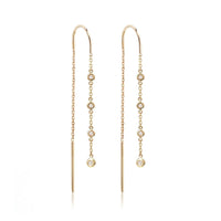 Micro Bezel Diamond Drop Threader Earrings