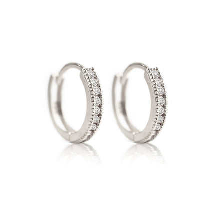 Milgrain Diamond Huggie Earrings