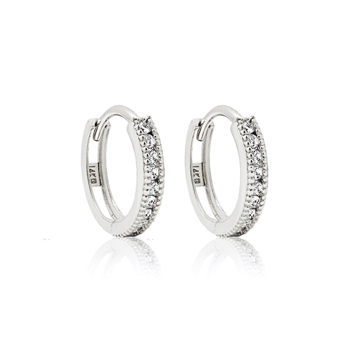Milgrain Diamond Huggie Earrings