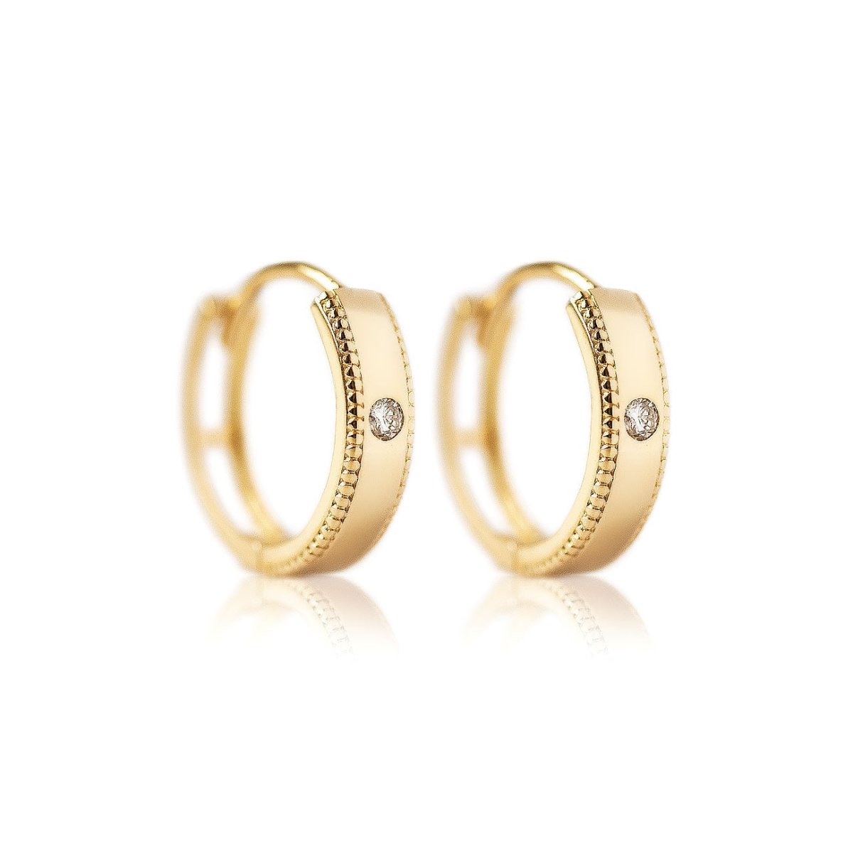 Solitaire Milgrain Band Huggies