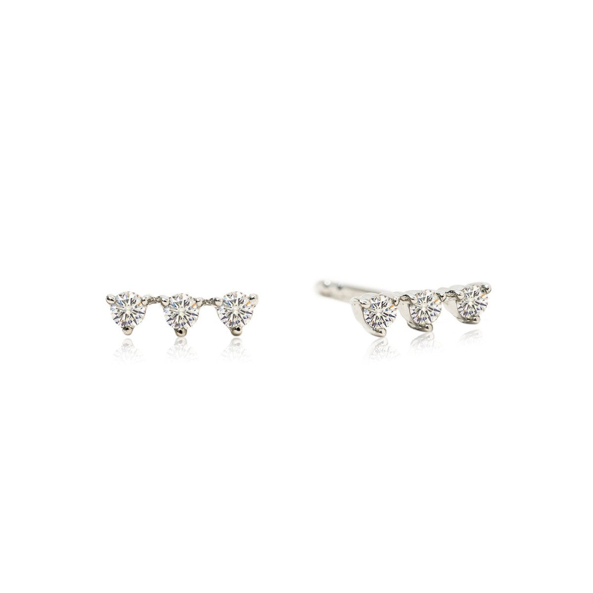 Tiny Tres Diamond Bar Studs