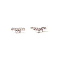 Tiny Diamond Baguette Bar Studs