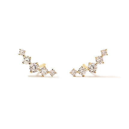 Diamond Curved Stud Earrings