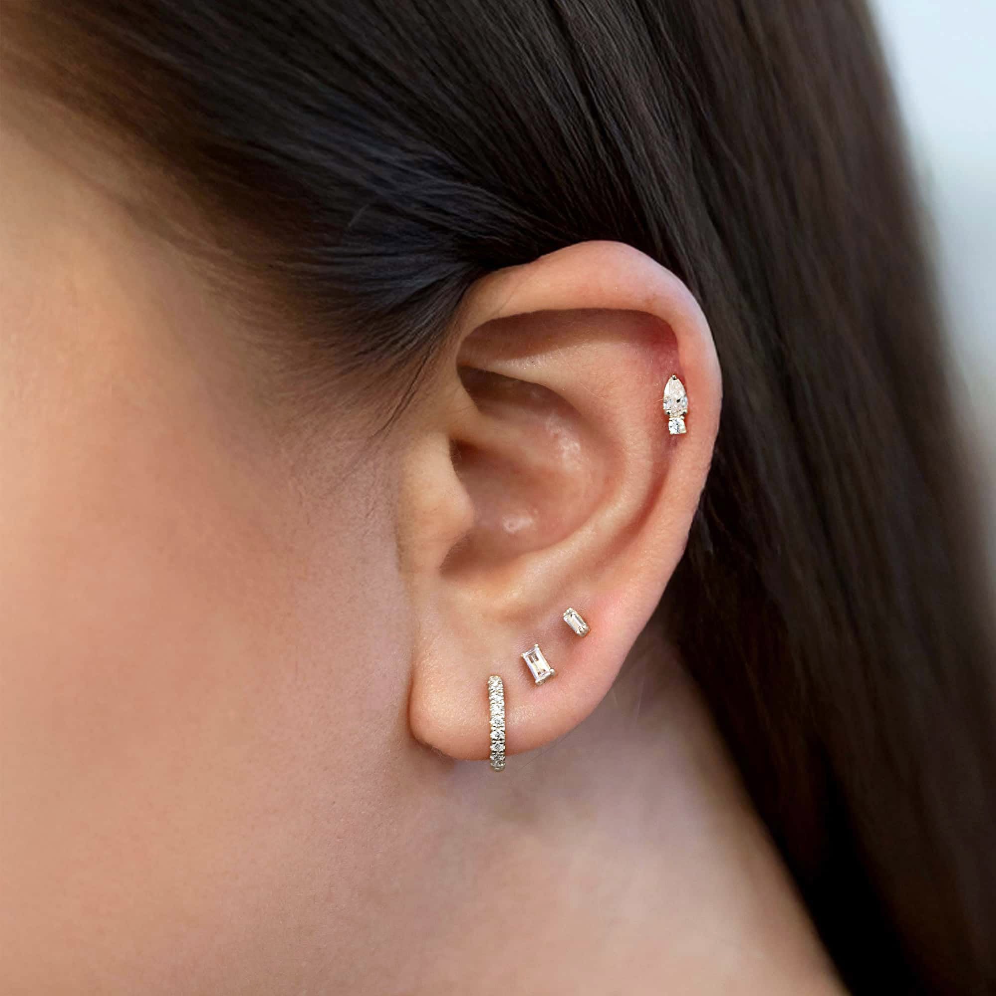 Crystal Baguette Flat Back Stud