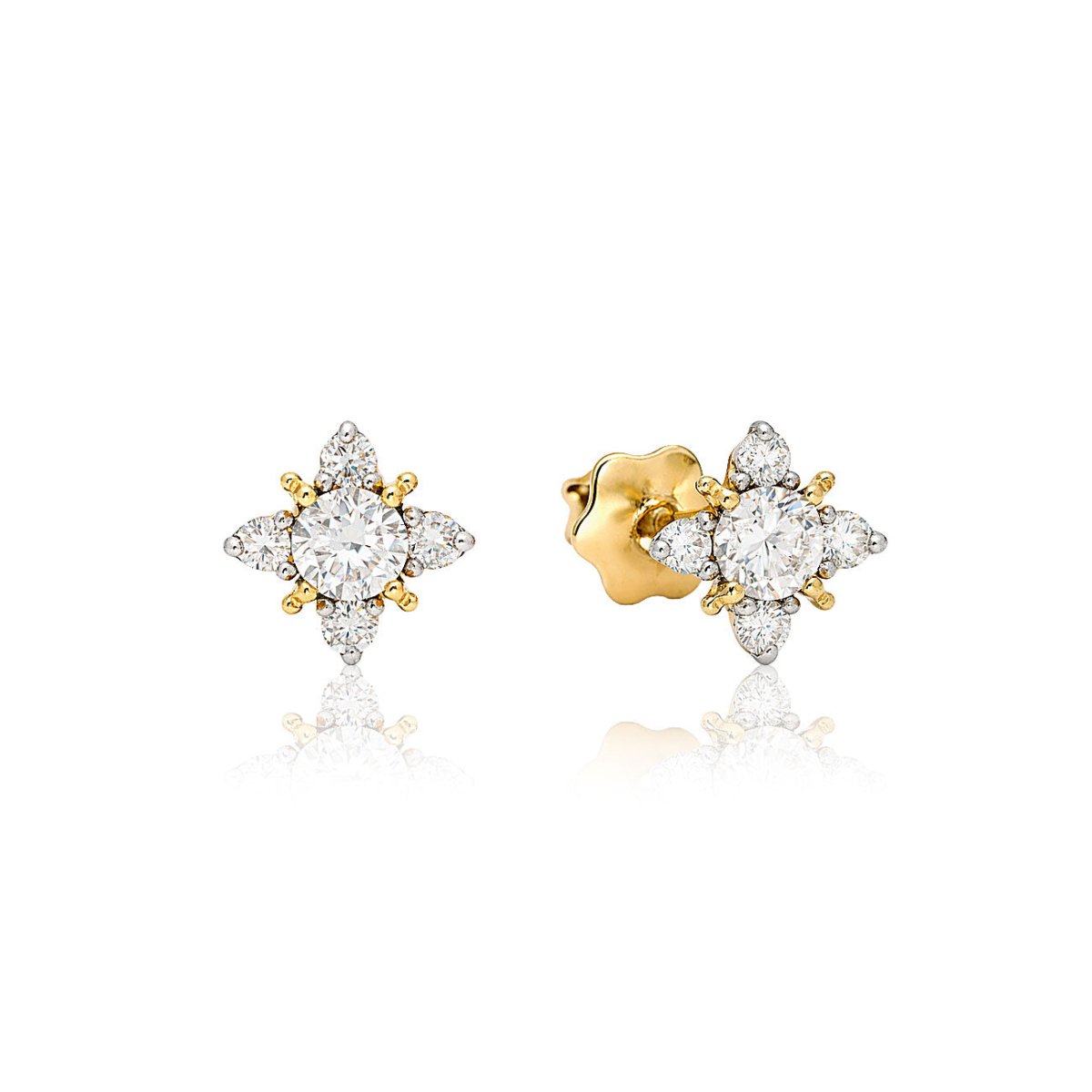 14K Gold Diamond Starburst Stud Earrings from AMYO