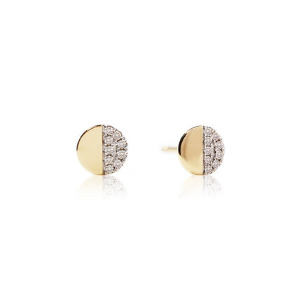 Half Disc Diamond Studs