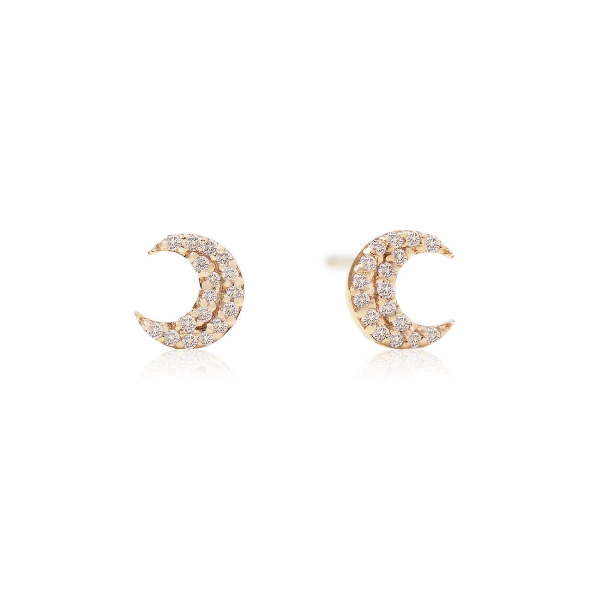 Diamond Crescent Moon Studs