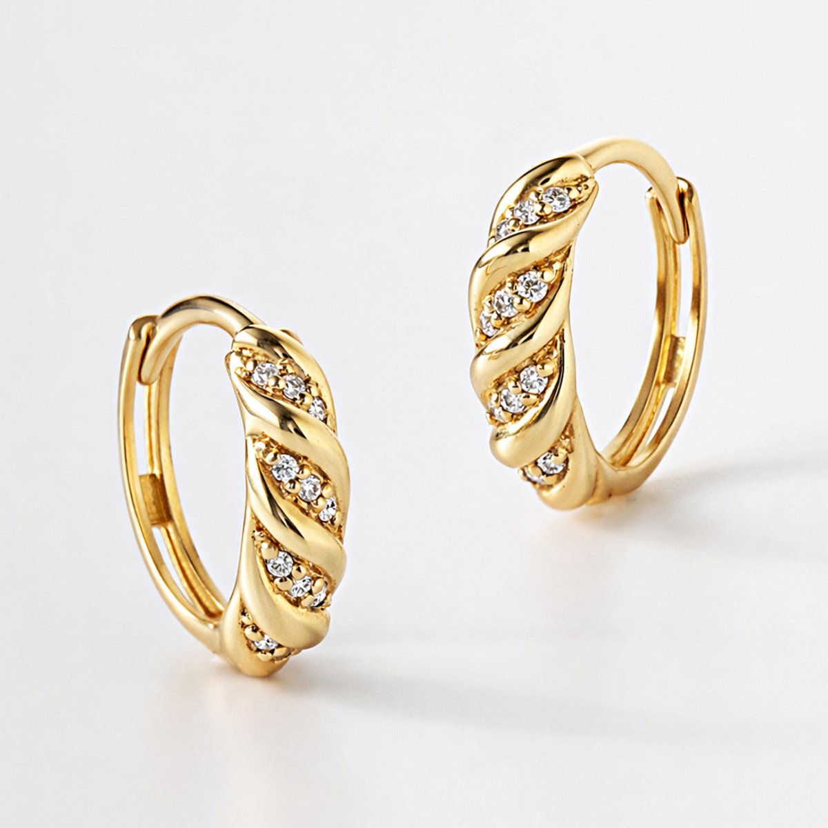 Mini Diamond Croissant Huggie Earrings