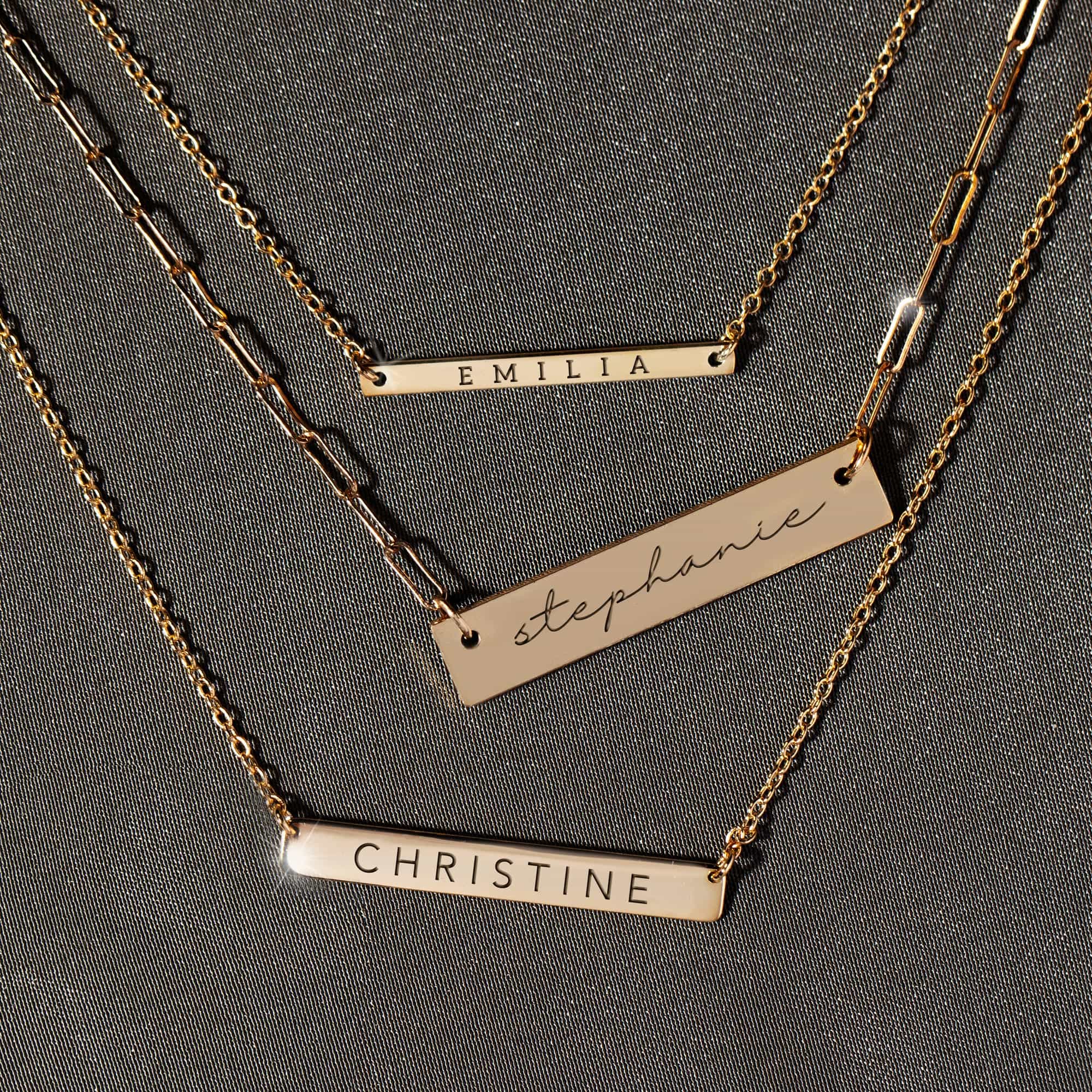 Engravable Bar Chain Link Necklace