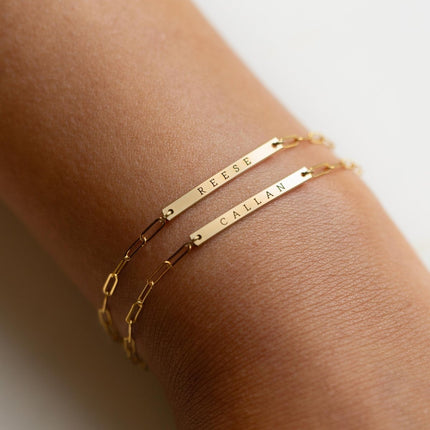 Engravable Thin Bar Chain Link Bracelet