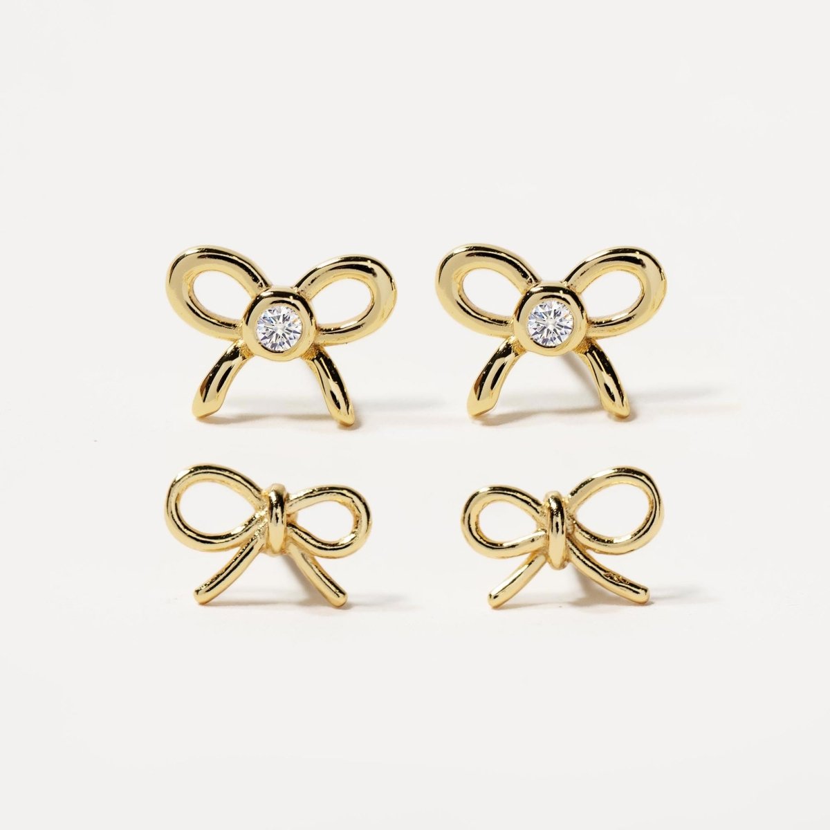 Bezel Crystal Bow Studs