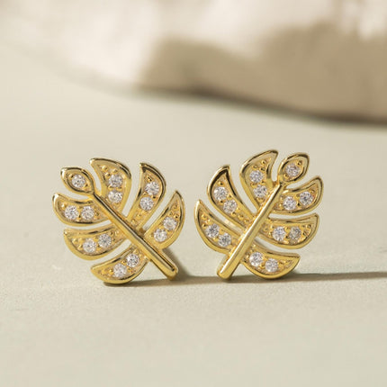 Monstera Pavé Studs