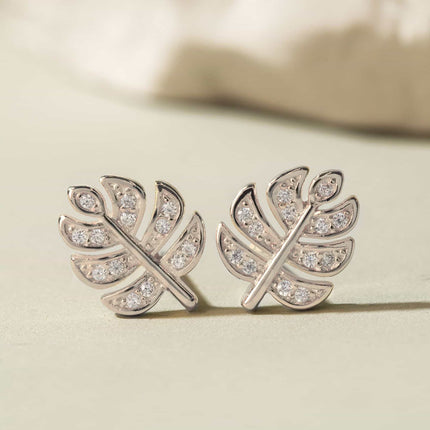 Monstera Pavé Studs