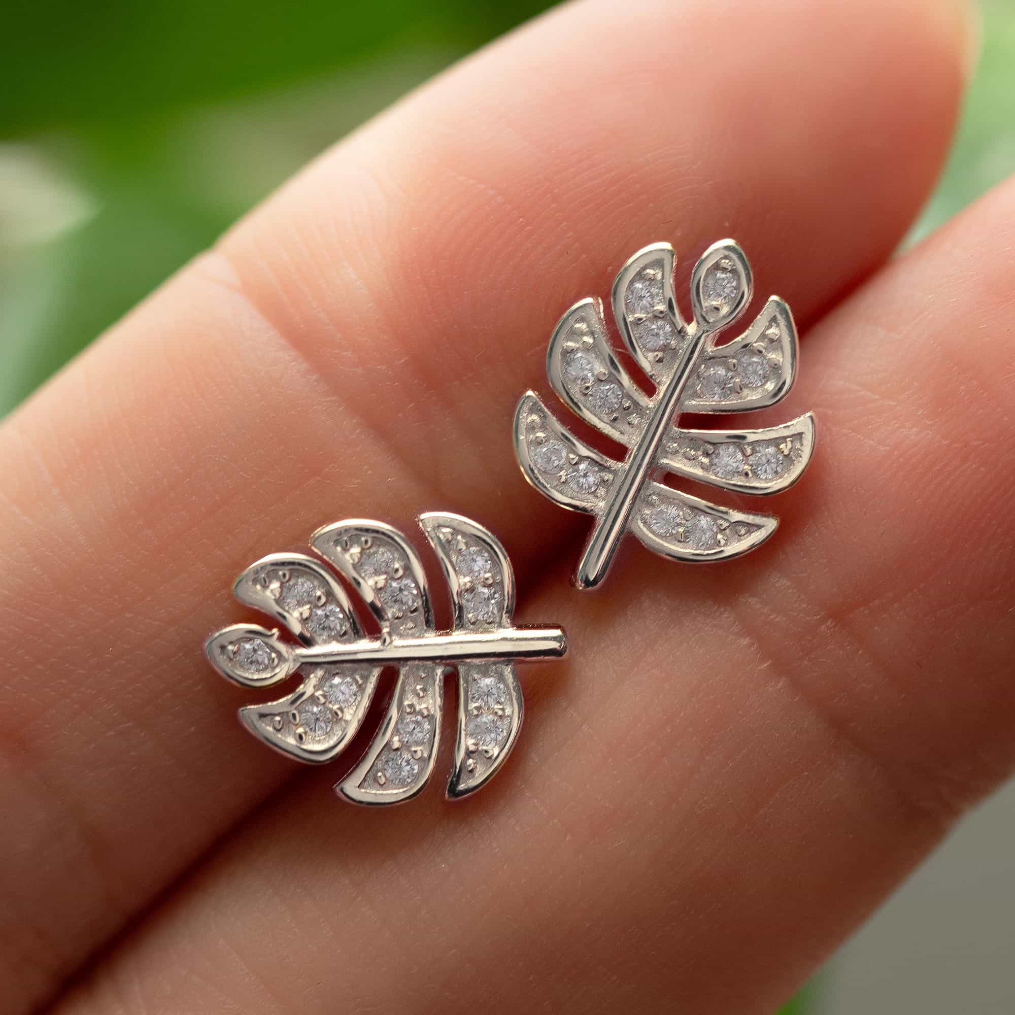 Monstera Pavé Studs