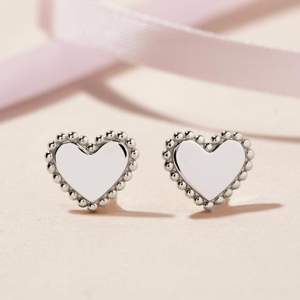 Bold Heart Beaded Studs