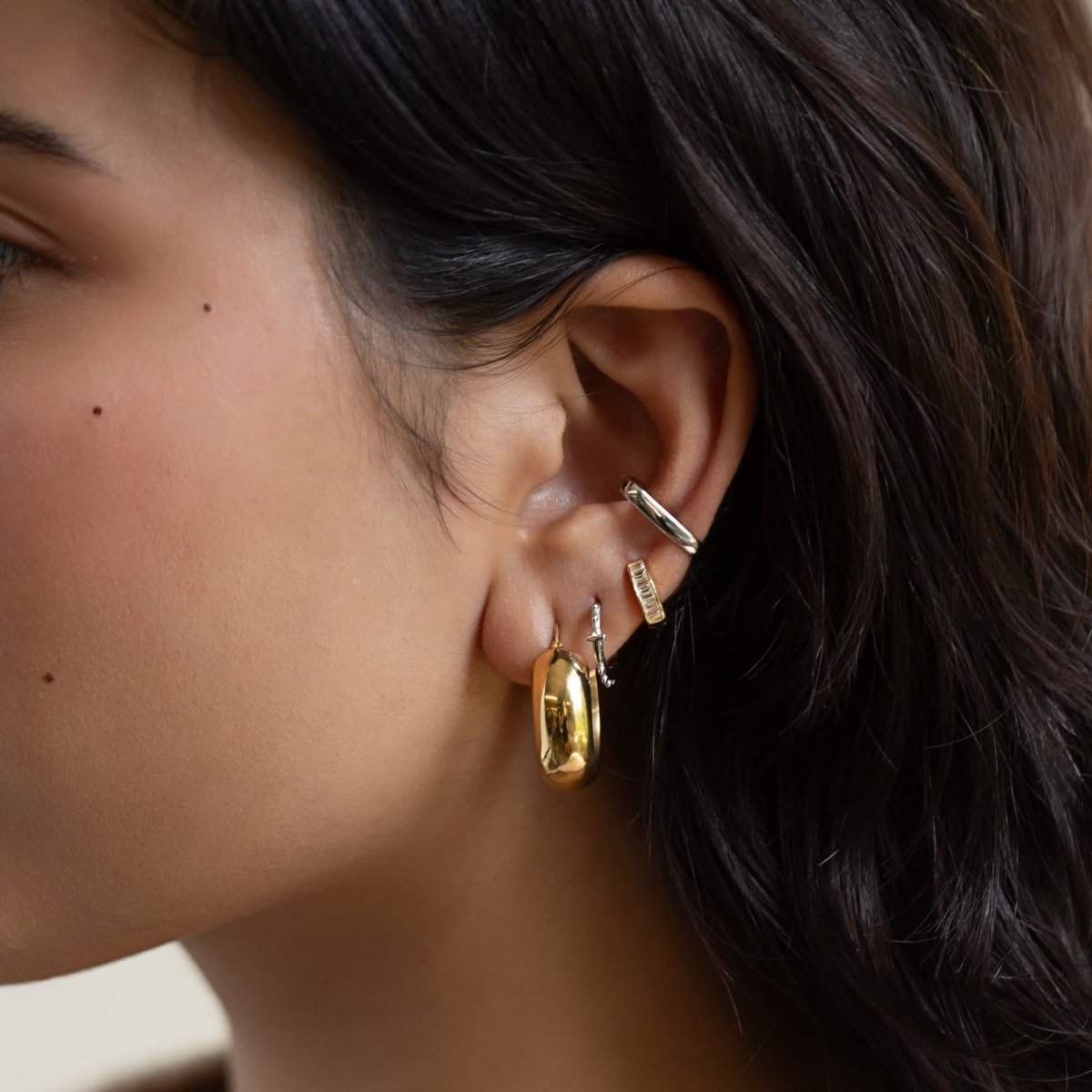 Cross Bead Mini Hoops