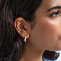 Gemstone Bar + Clover Studs Set Blue Sapphire