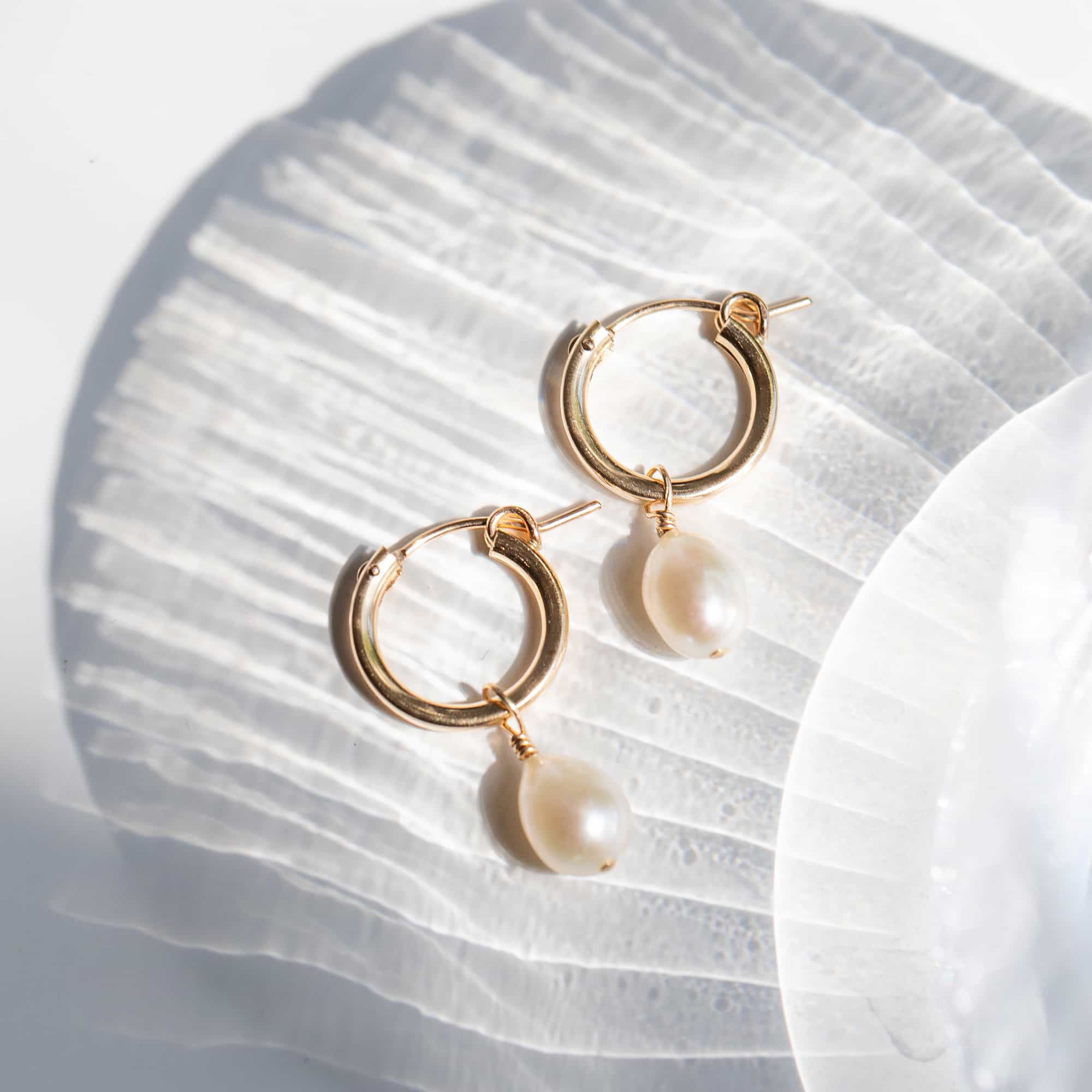 Pearl Drop Hoop Earrings