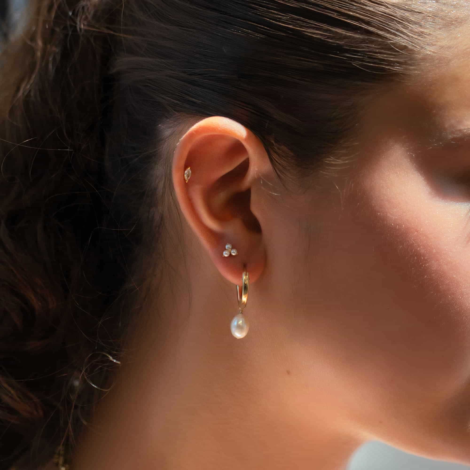 Pearl Drop Hoop Earrings