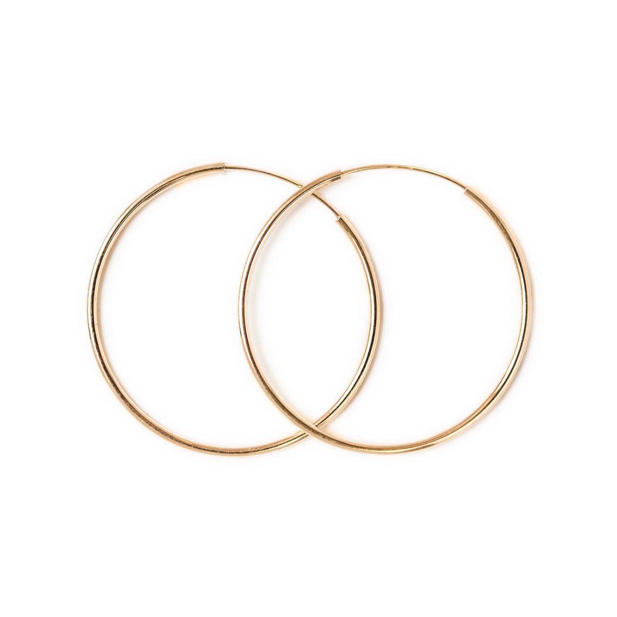 14K Solid Gold Thin Midi Hoops