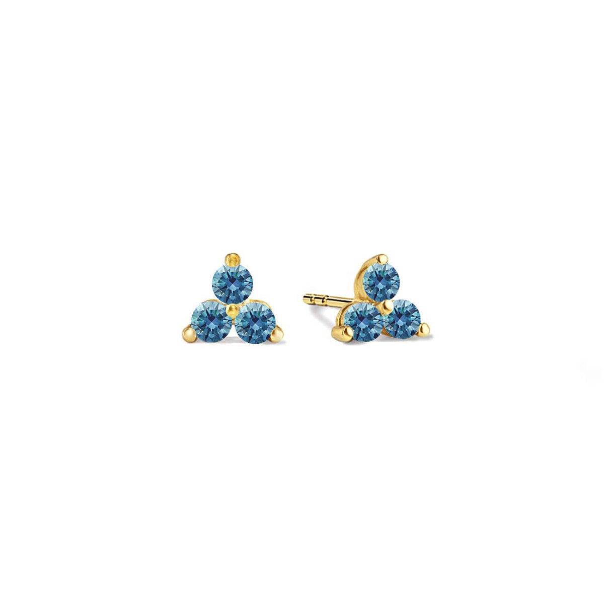 Gemstone Clover Studs Blue Zircon
