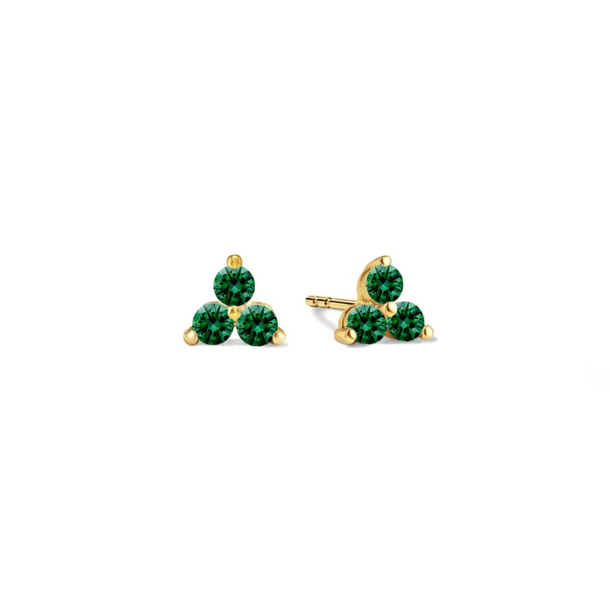 Gemstone Clover Studs Emerald